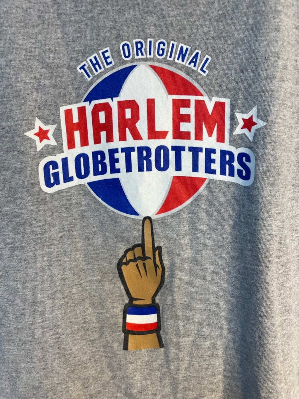 Champion Grey Harlem Globetrotters Graphic Tee with Red White Blue Logo